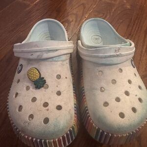 CROCS White and Multicolor Water Shoes